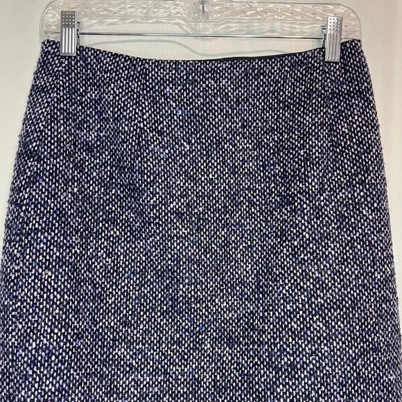 Vintage Worth Wool Purple Tweed Pencil Skirt Slit Size 6 Twee Preppy - Picture 2 of 7